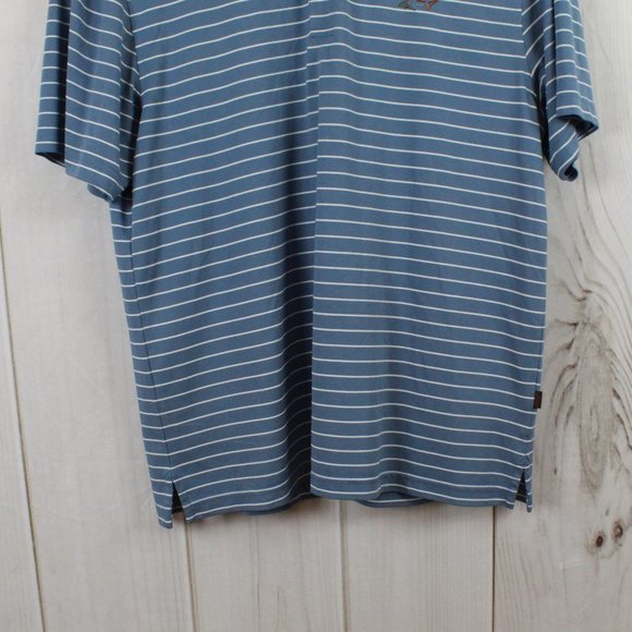 Greg Norman For Tasso Elba Five Iron Blue Striped Golf Polo Collared Shirt Large - Picture 3 of 8